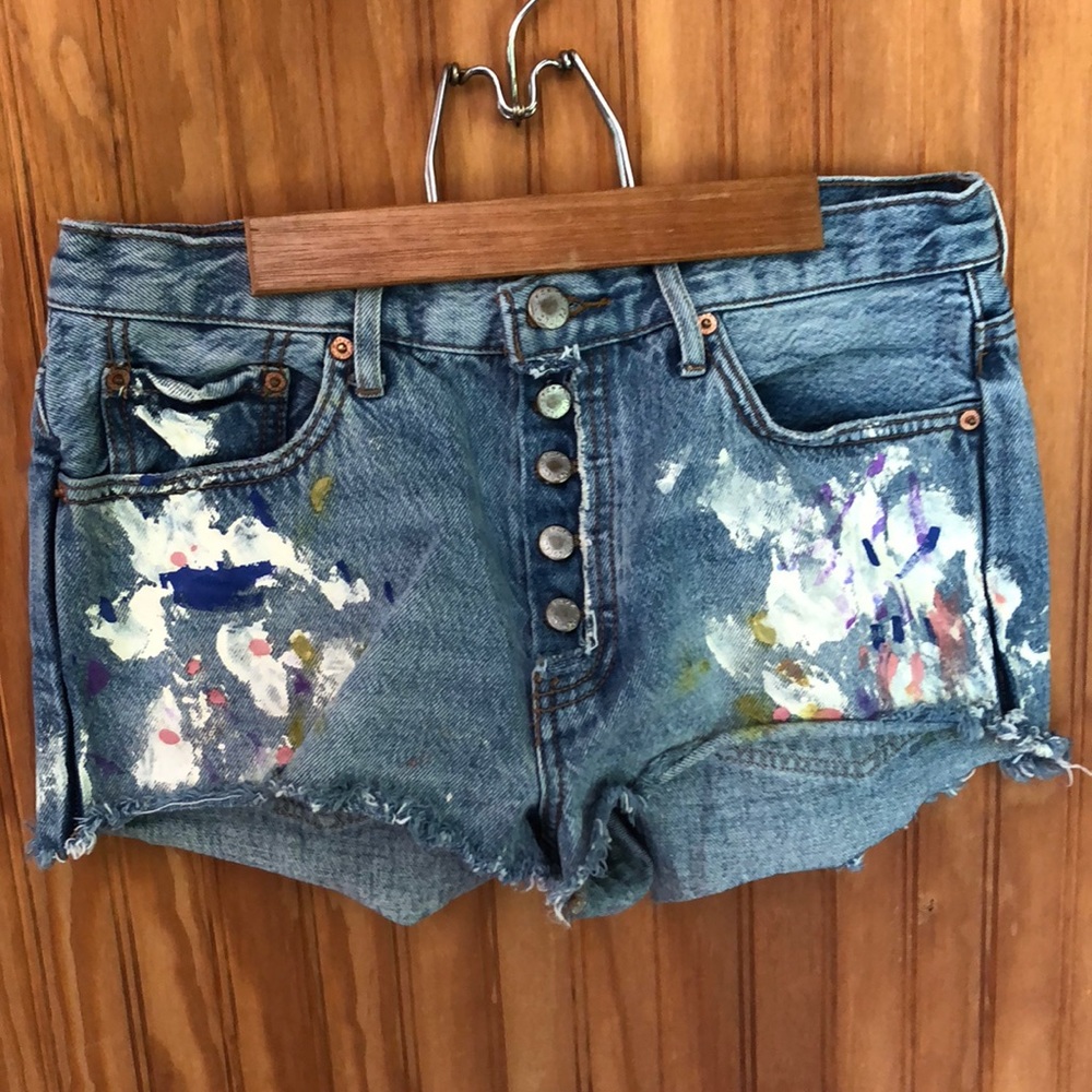 Free People paint splattered shorts